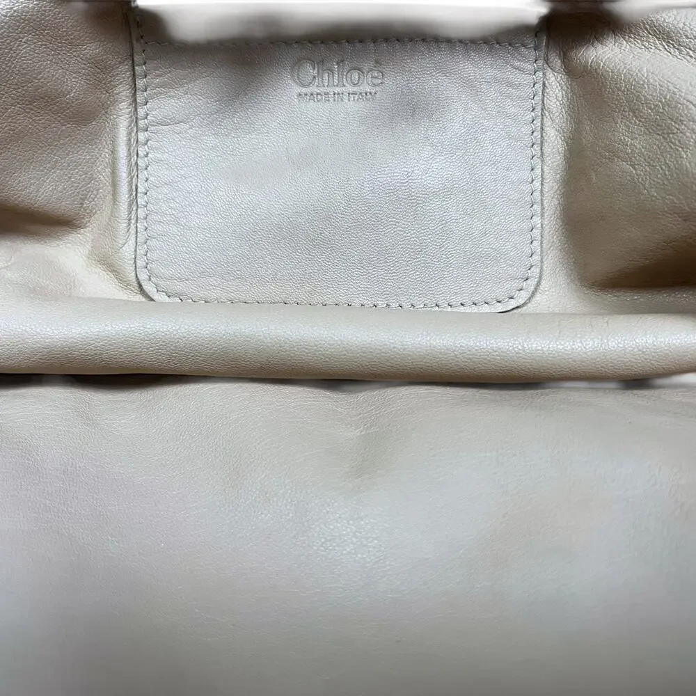 Chloe Lucite Handle Silver Leather Clutch Handbag Vintage Y2K $1,495 Retail Lux